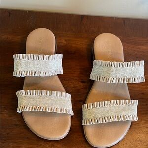 Kenzie Cream Sandals with Ruffled Strap